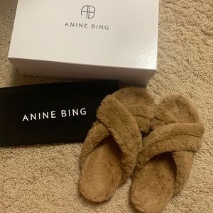 Anine Bing Faux Fur Lizzie Sandals / Slides